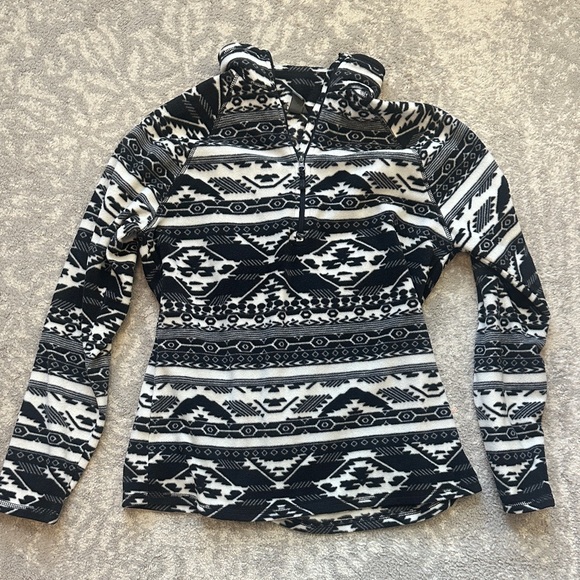 Eddie Bauer Black and White Fleece Pullover - Picture 1 of 3